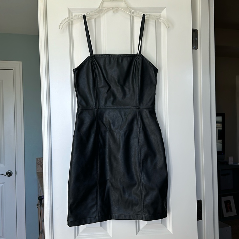 NWT H&M Black Vegan Leather Dress Size 4